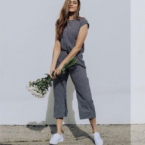 Albion Fit Short Sleeve Gingham Jumpsuit